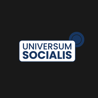 Logo de revista cientifica de la Universidad Arturo Michelena Universum Socialis en fondo negro